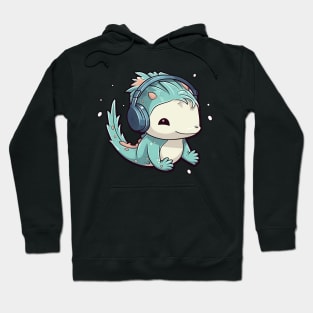 Cute Axolotl Grooving: Melodies in Tiny Ears Hoodie